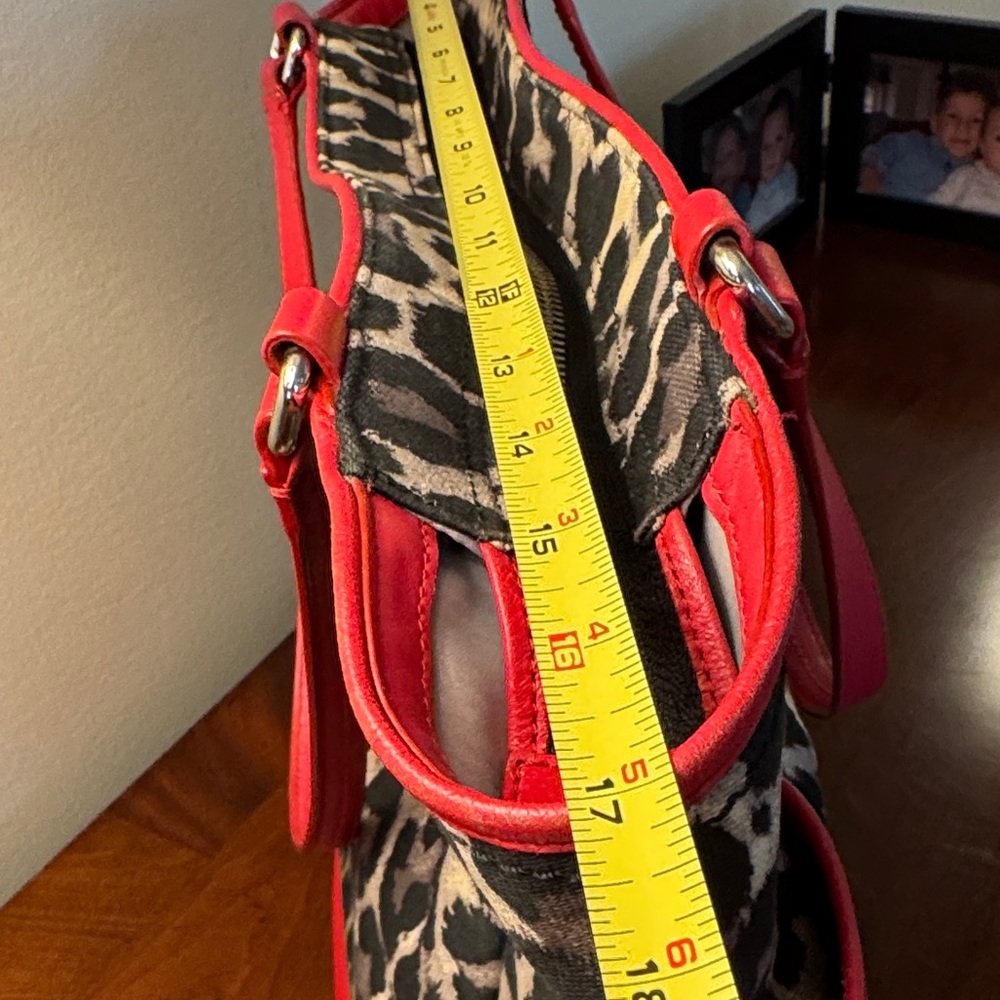 Coach Leopard Print Tote with Red Leather Trim - Picture 14 of 14
